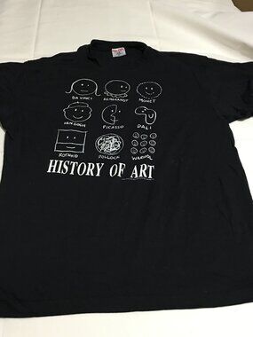 Vintage History Of Art Black T-Shirt Men's XL Pollock Rothko Dali Warhol Van 90s